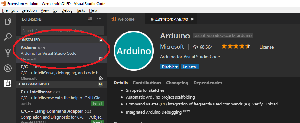 Arduino Visual Studio Code eklentisi